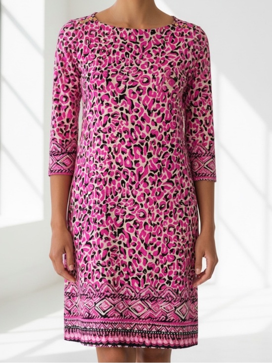 Lilly Pulitzer Dresses & Skirts - NWT LILLY PULITZER Sophie Pink Leopard Print Shift Dress with Border Trim